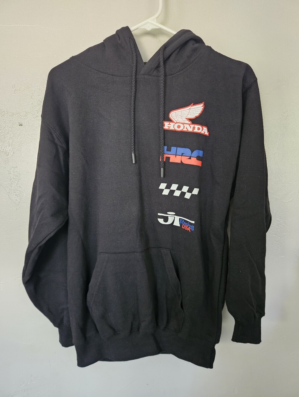 Honda NWOT Men's Small Black Graphic Pullover Hoodie Racing JT Motocross Sport